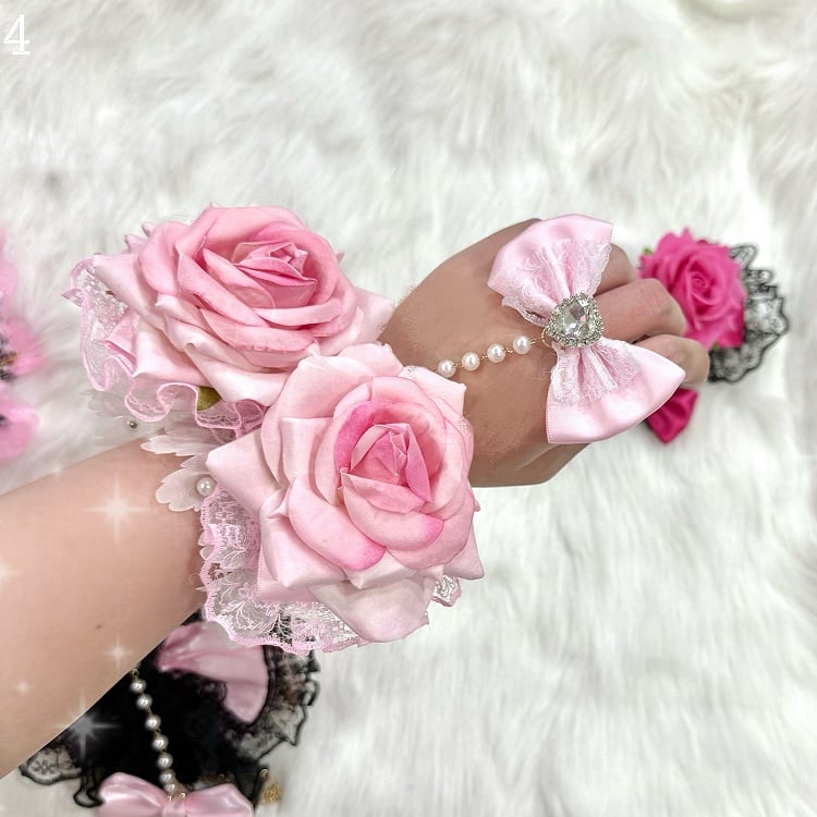 Rhinestone 4 Design With Heart Lace Bowknot Floral Options Trim Ring Decorated Bracelet