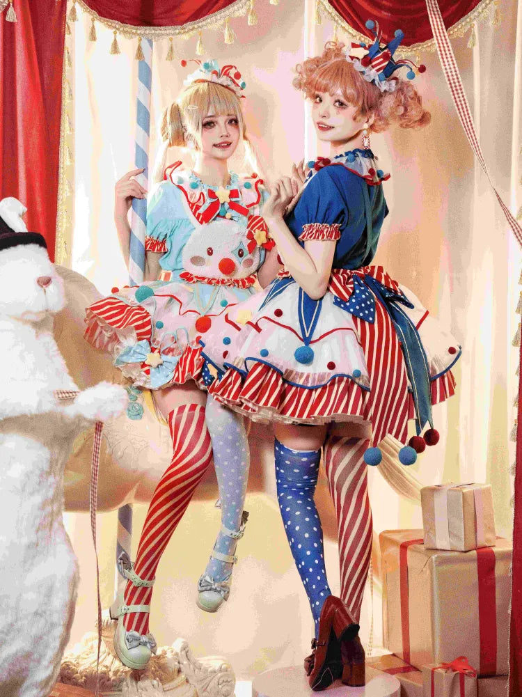 Dark Blue&Red / Green&Orange Circus Stockings