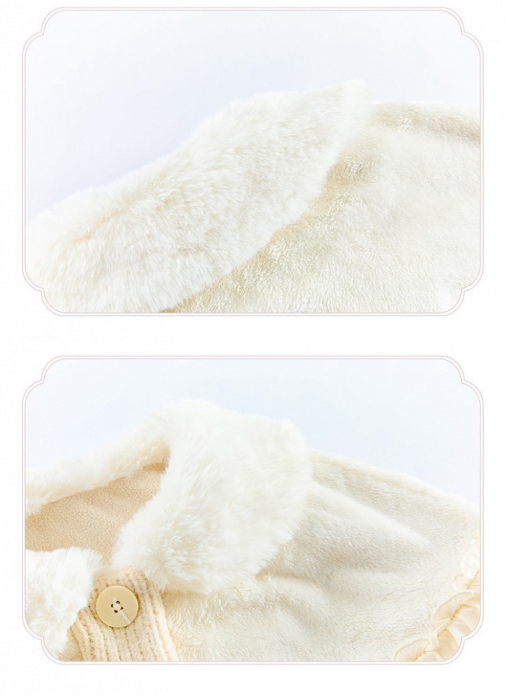 Plush Cardigan Creamy Winter White Cozy Collar Sweater