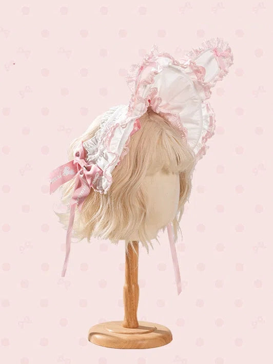Bonnet / Lolita Ears Bunny Brown Sweet Pink Blue