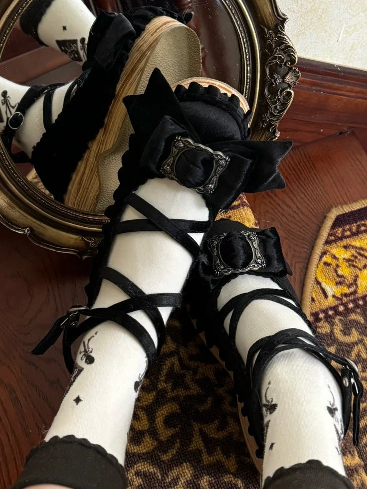 Schwarz PU Sweet - Plateauschuhe Design Crisscross
