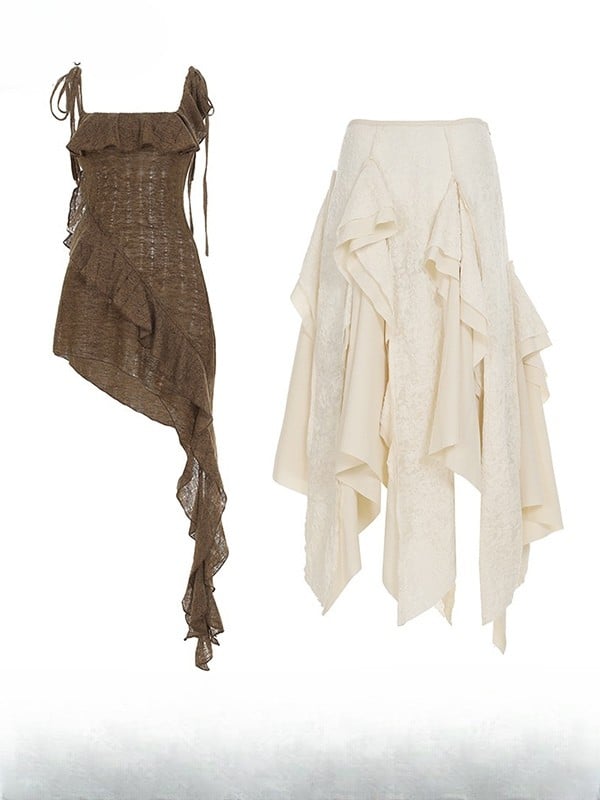 Bell Sleeves Hem White Millard Brown + Cardigan Fashion Dress Asymmetrical Cami Skirt