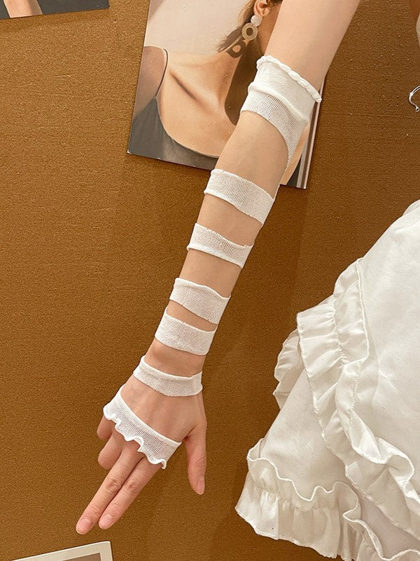 Lolita Sleeves Black/White Cuffs Bandage Y2K Ruffled