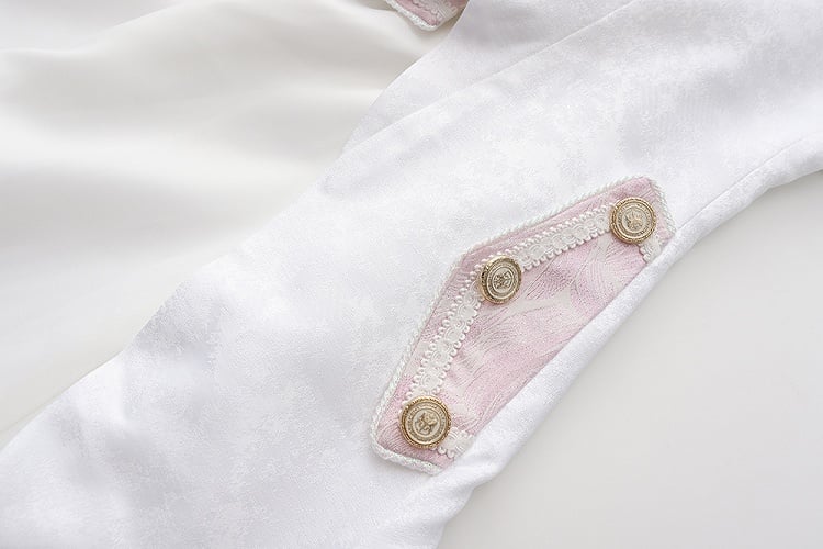 and Aristocrat Long Fashion Waistcoat White Pink Ouji Lolita