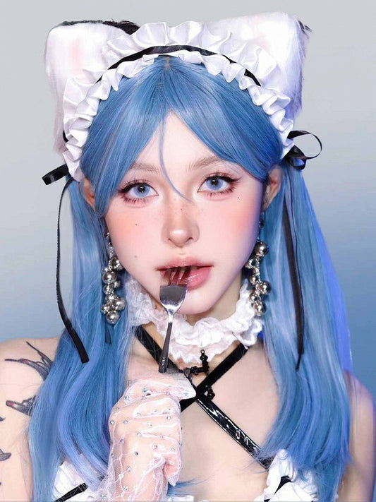 Bangs Straight Wig Length With 60CM Blue Air