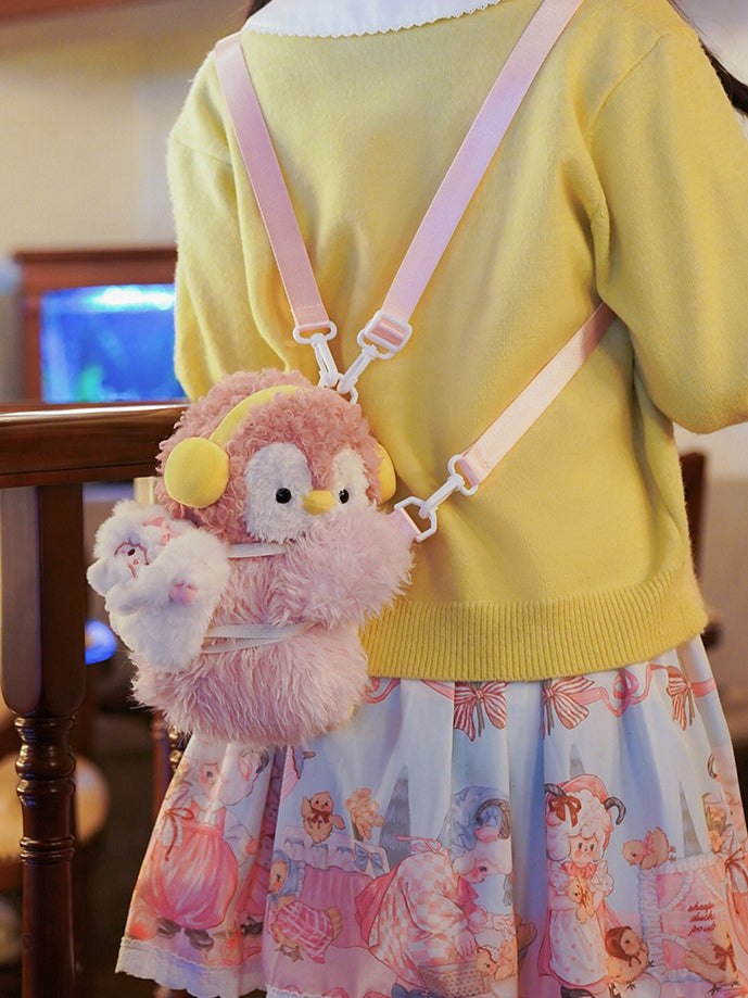 Pink Bag 2 Penguin Options Cute Middle/Large + Backpack/Crossbody Keychain Plush Size