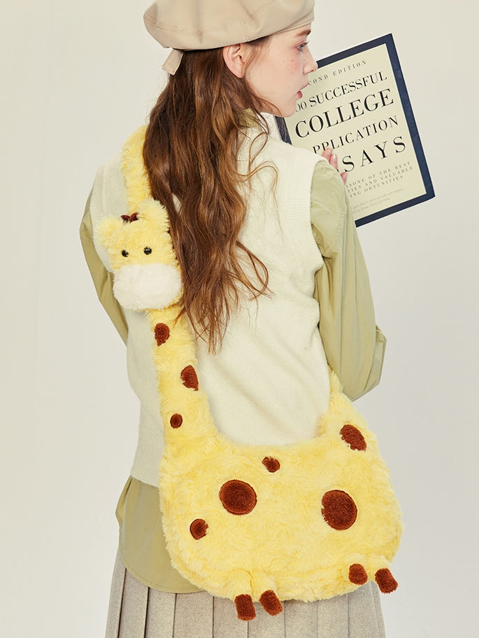 Crossbody Bag Plush Yellow Giraffe