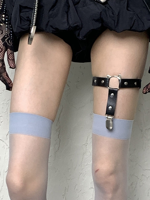 Loop Black Leg Y2K PU Strumpfbandnieten