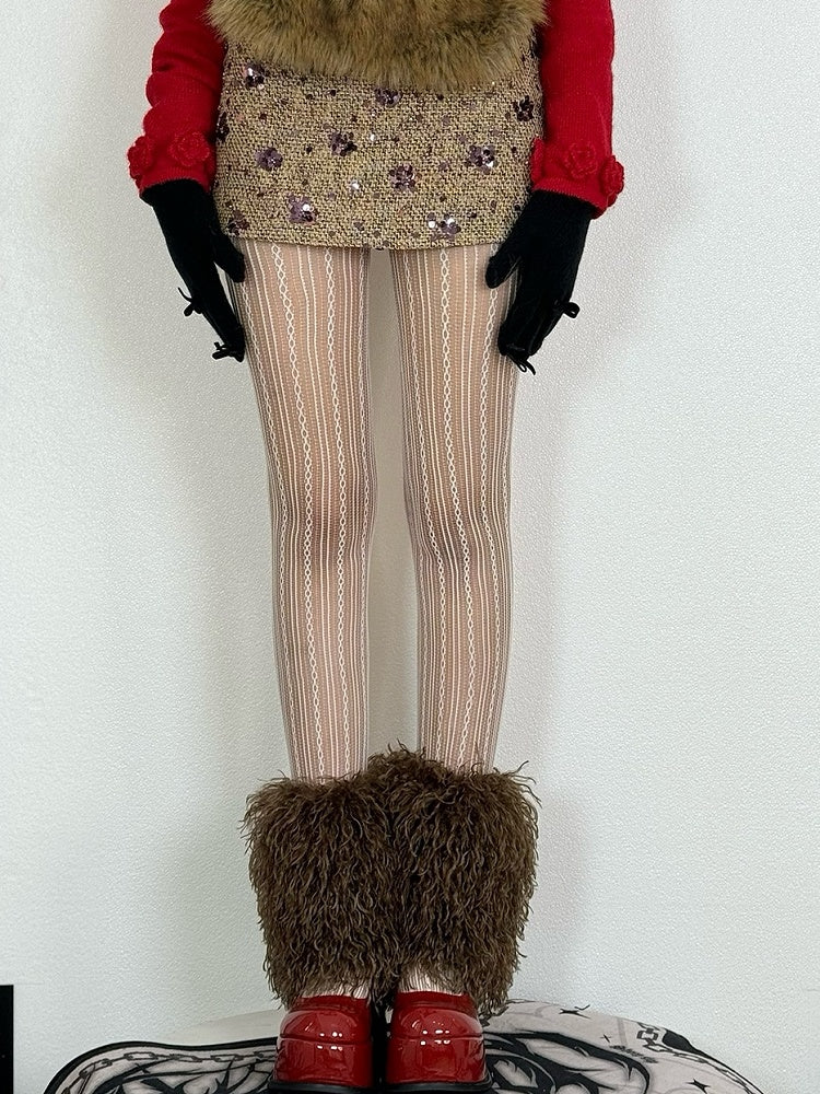 Tights Wasteland Striped Brown/Black/White/Gray Pattern Punk