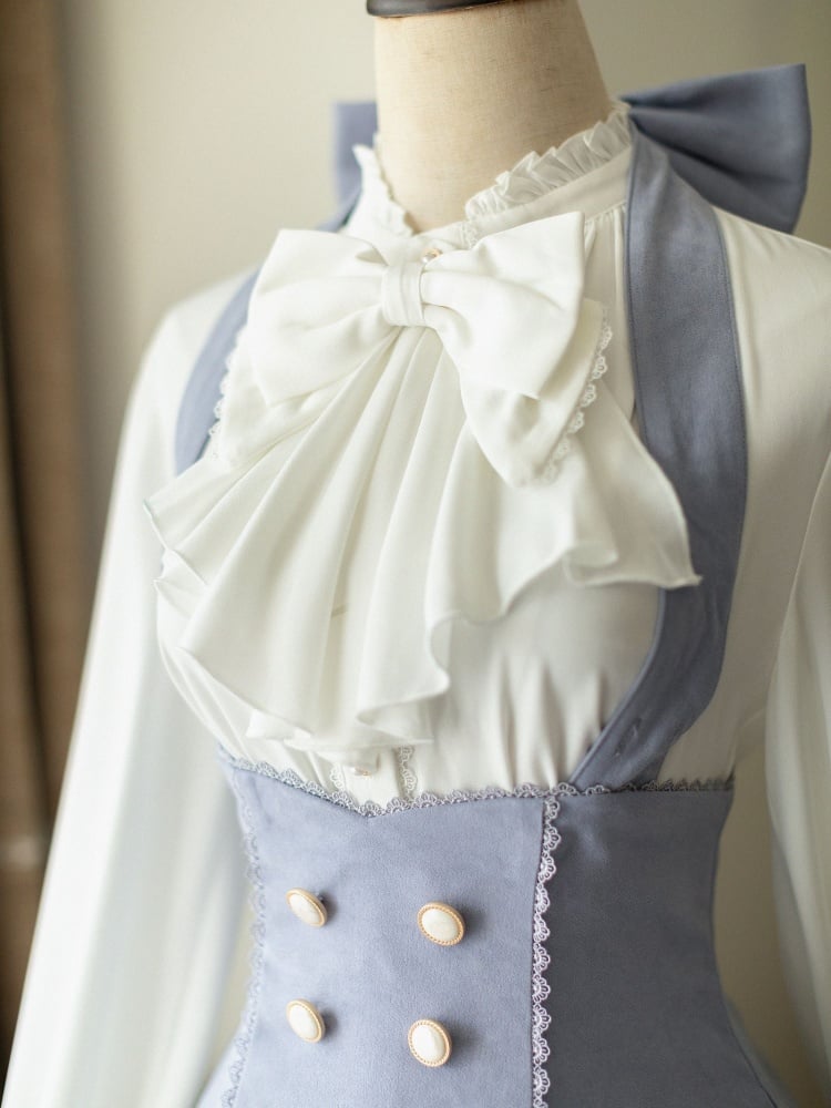 ヒストリカルバイブス ライトブルー ホルターネック アンダーバストドレス