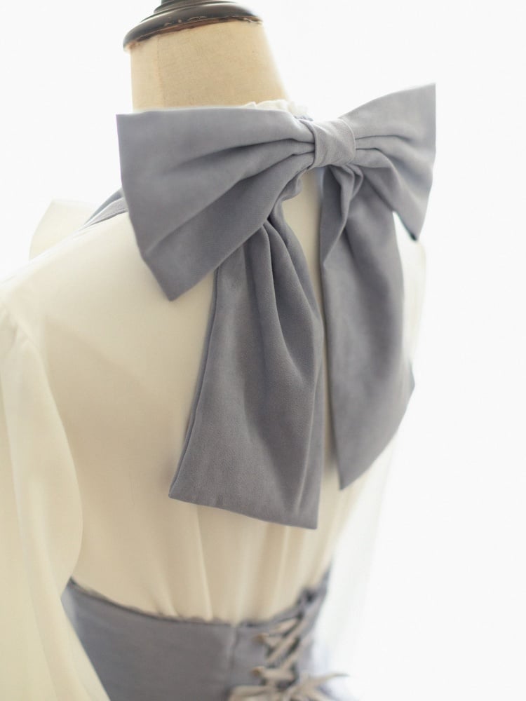 ヒストリカルバイブス ライトブルー ホルターネック アンダーバストドレス