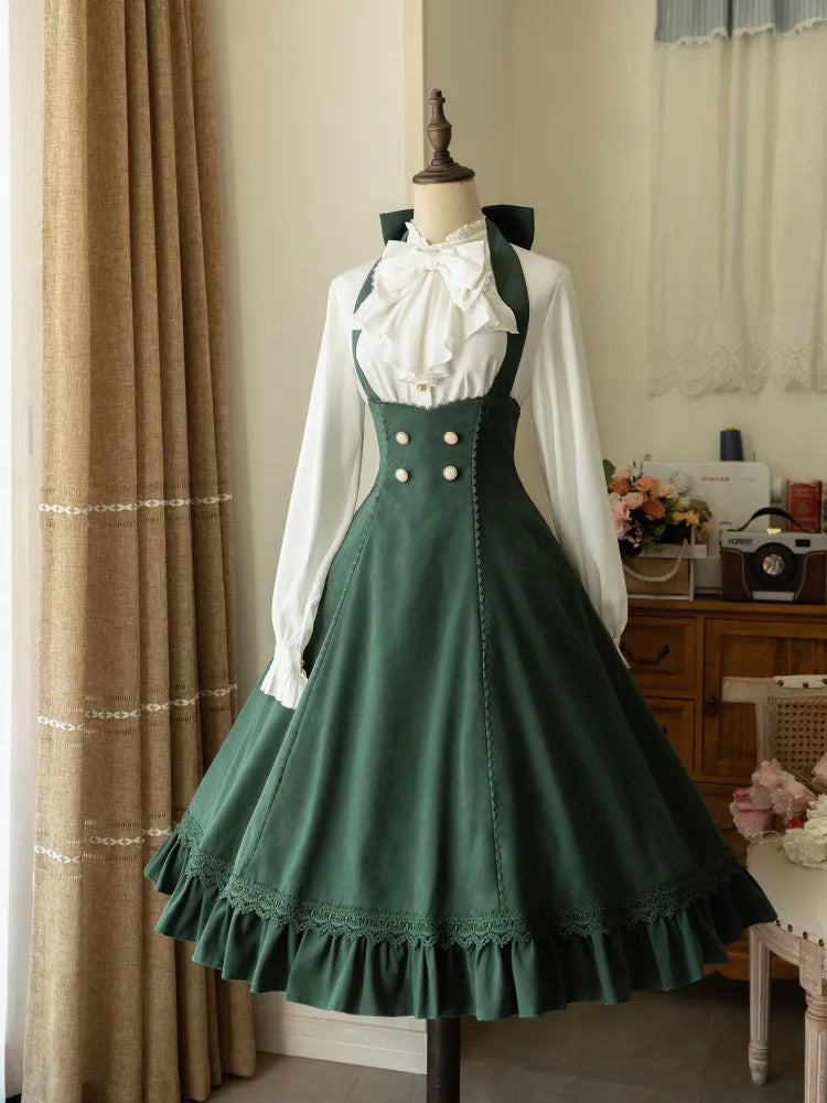 Historical Underbust 1950s Neck Dress Vibes Halter Green