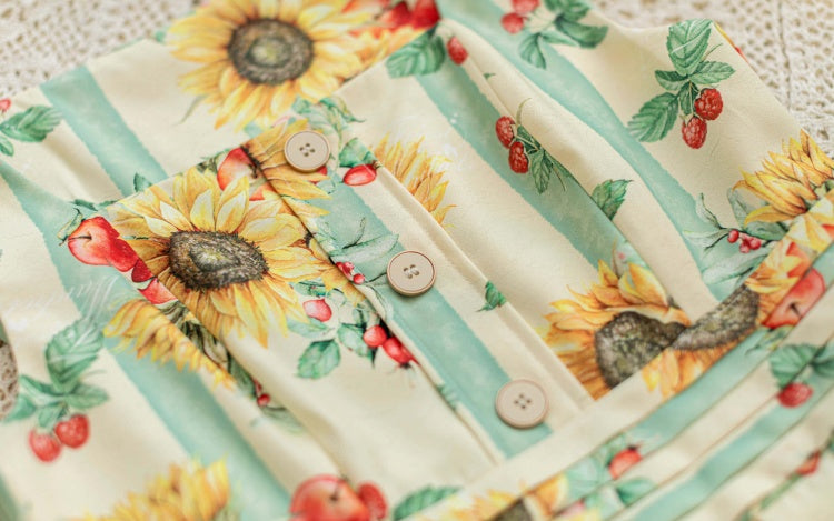 Yellow Sunflowers Square Neckline Elegant Classic Lolita JSK Dress