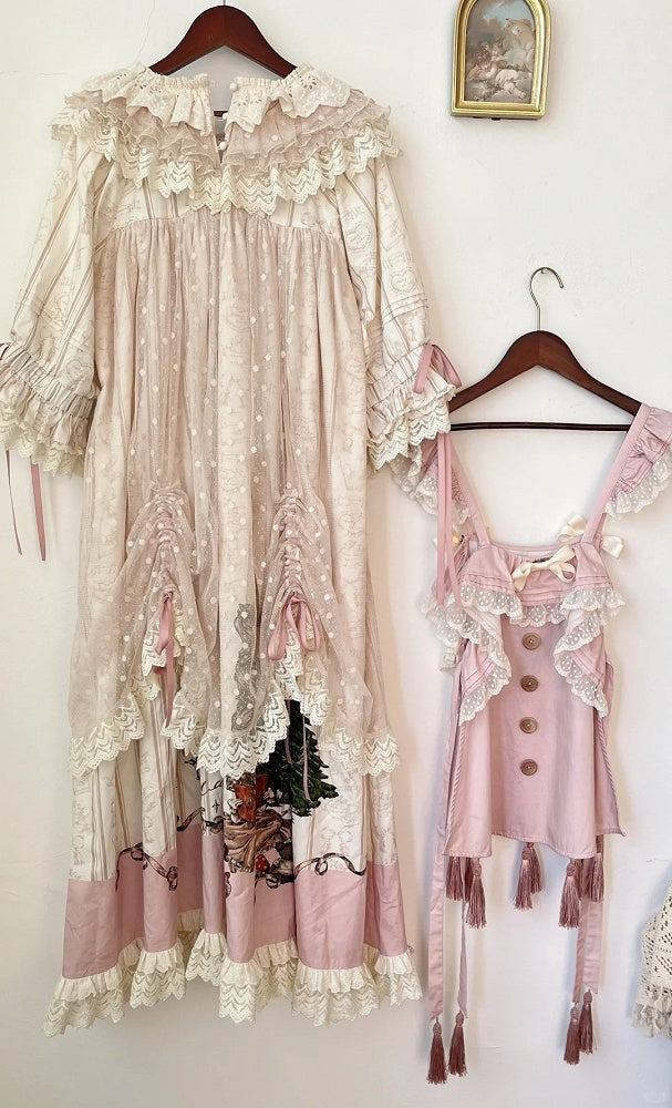 Available Cotton Ruffle Drawstring Dress Neck Plus Round Sizes Overlay Lolita Sweet