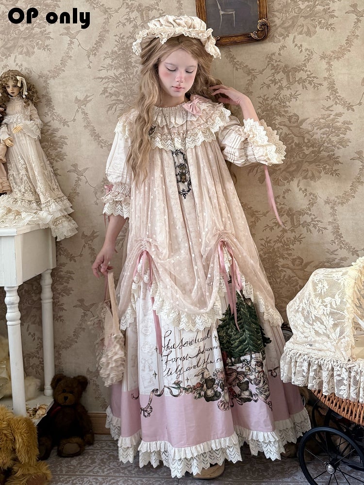 Available Cotton Ruffle Drawstring Dress Neck Plus Round Sizes Overlay Lolita Sweet