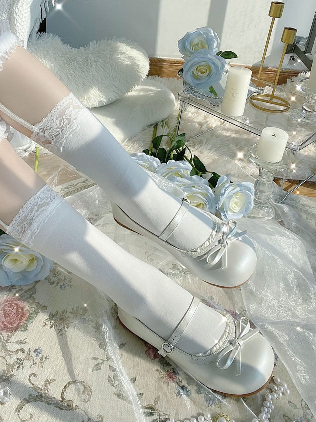 Flache weiße Schuhe Mary in Round Jane Sweet - Lolita
