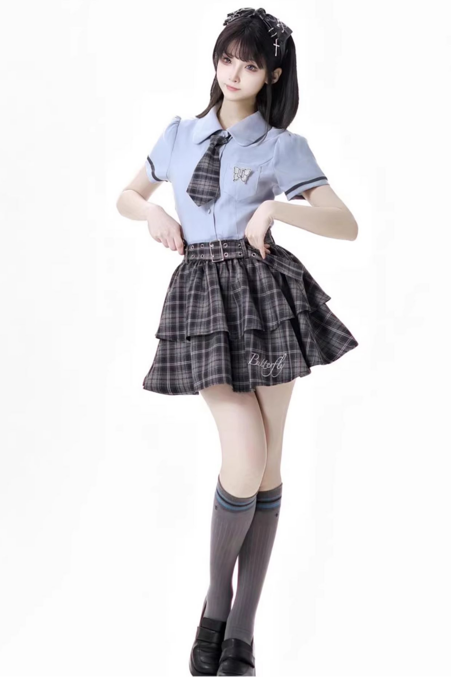+ College short suspender dress bshirt skirt