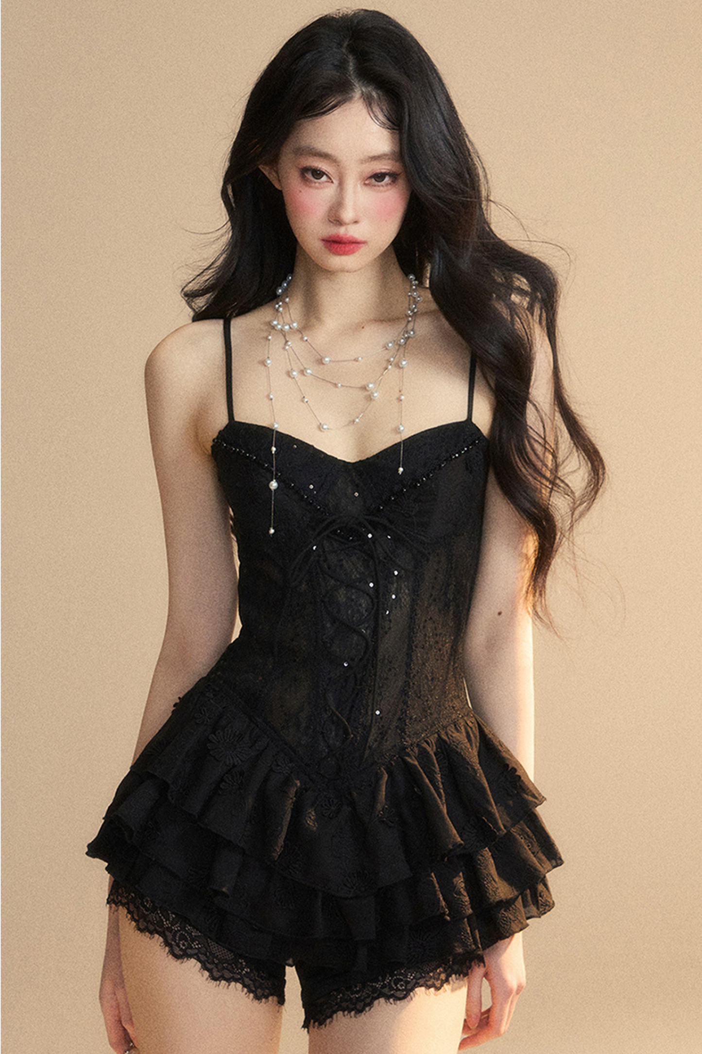 One-Shoulder French Cami Lace Dress Soul