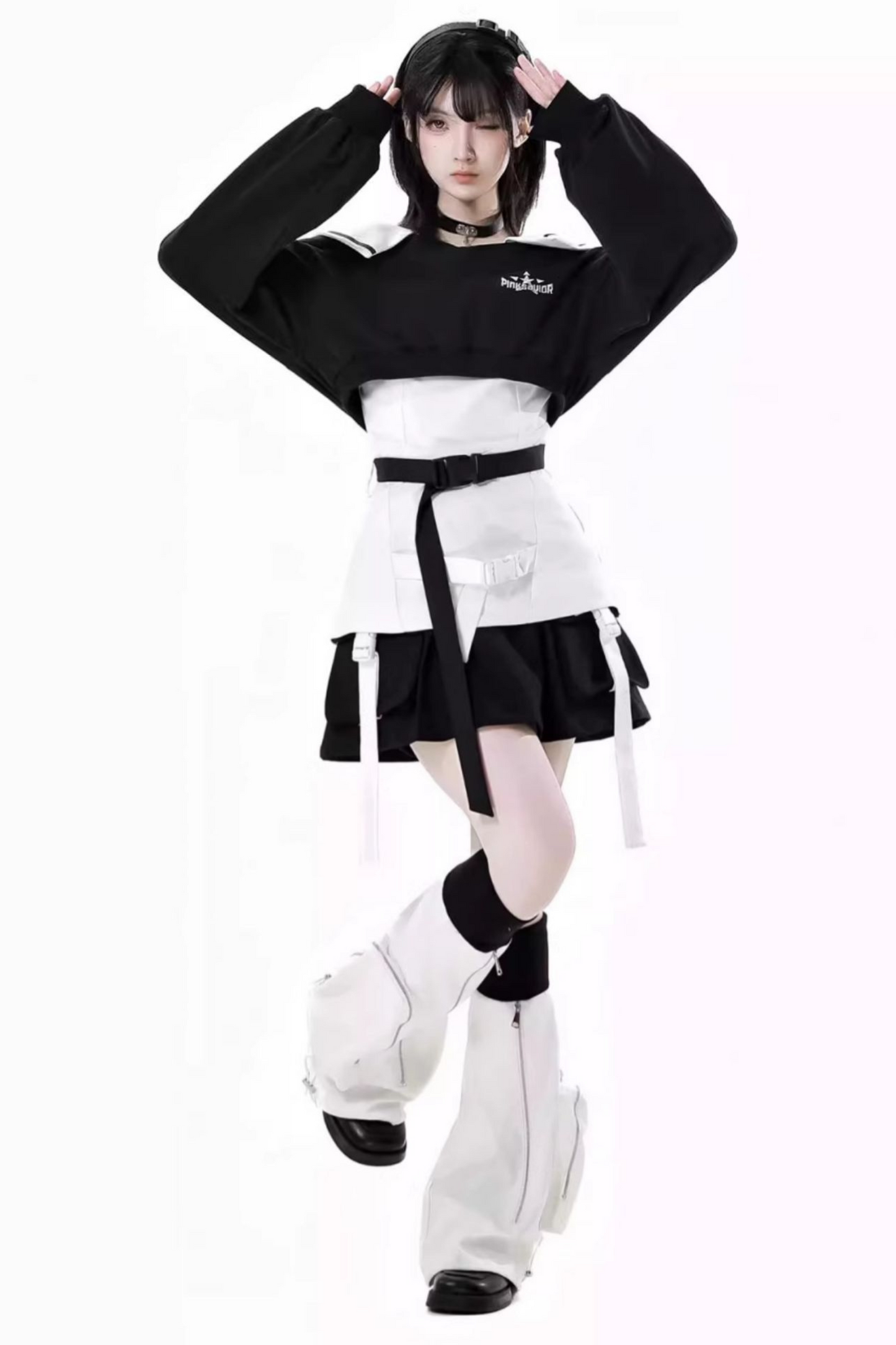+ camisole leg skirt Mode warmers cyber top