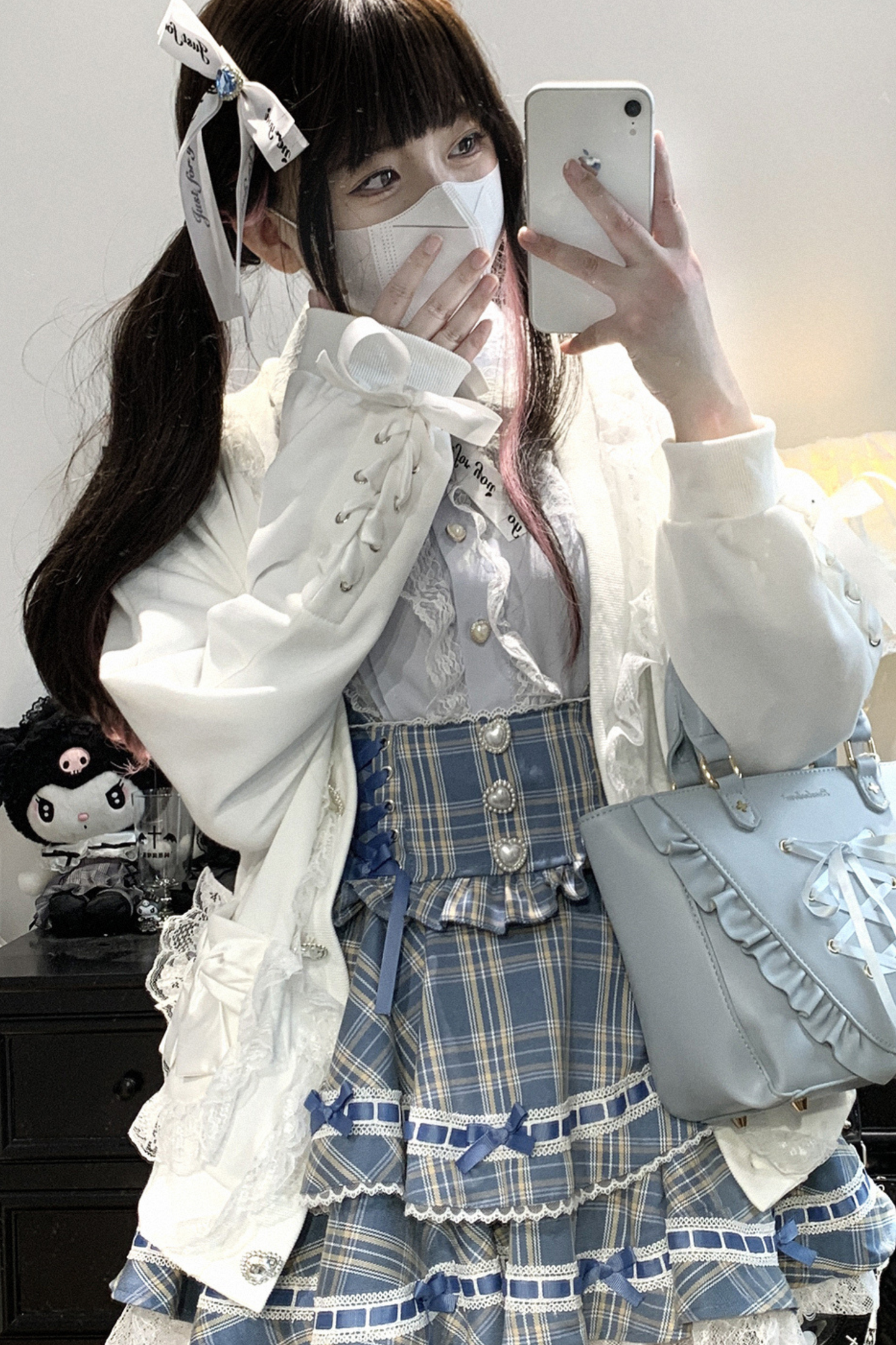 Cardigan Lace Ribbon Bow Loose