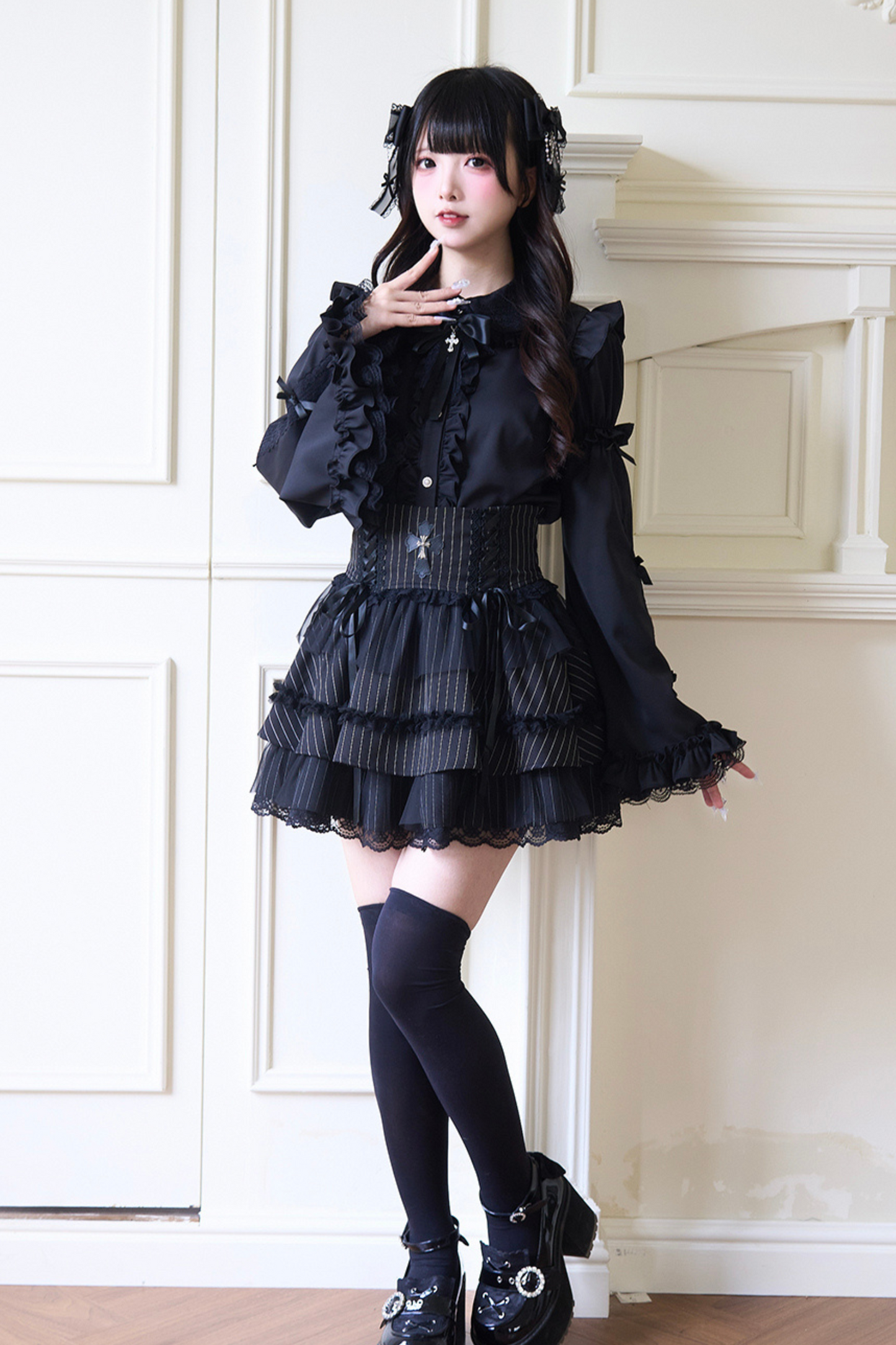 Gothic Lace Sleeve Blouse Wide