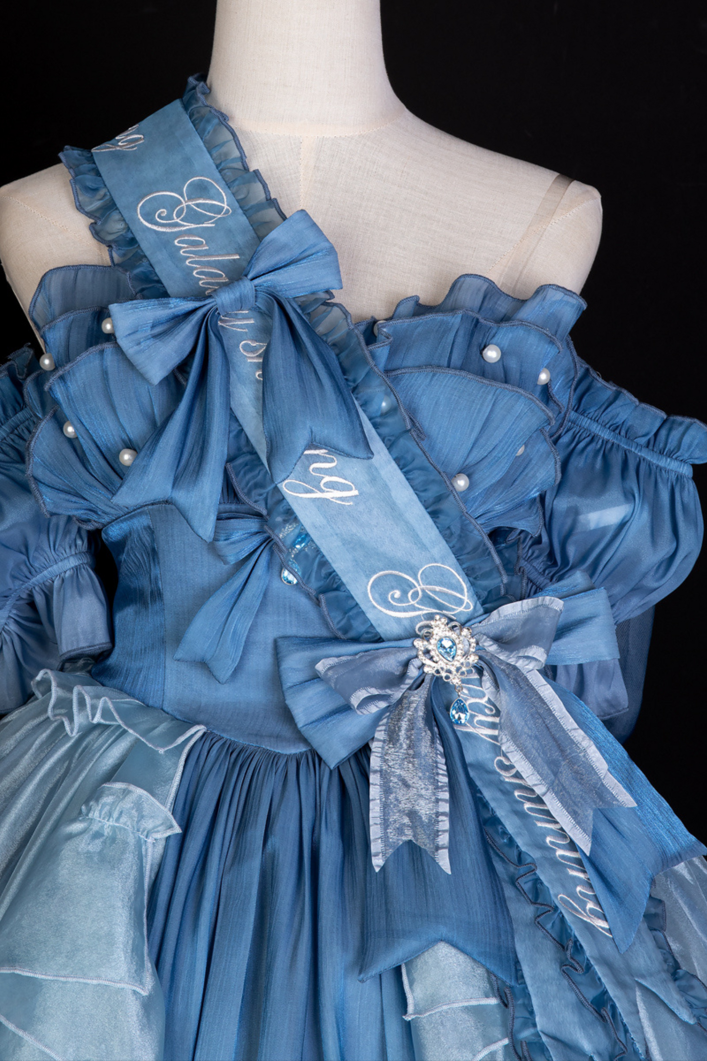 + Swing Fairy Puffy Ribbon Dress Sleeve Blue
