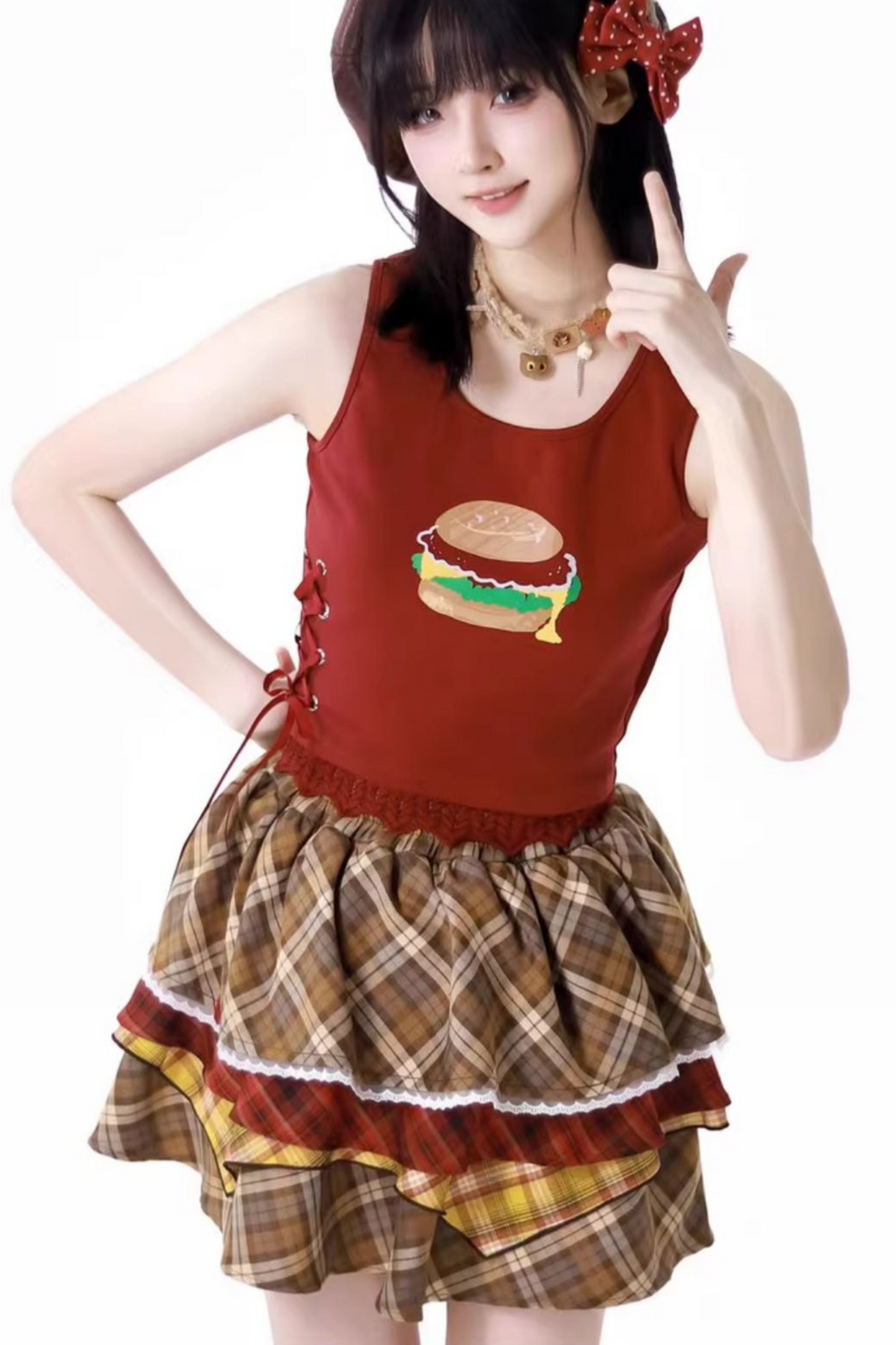 top cake Overshirt sleeveless skirt +