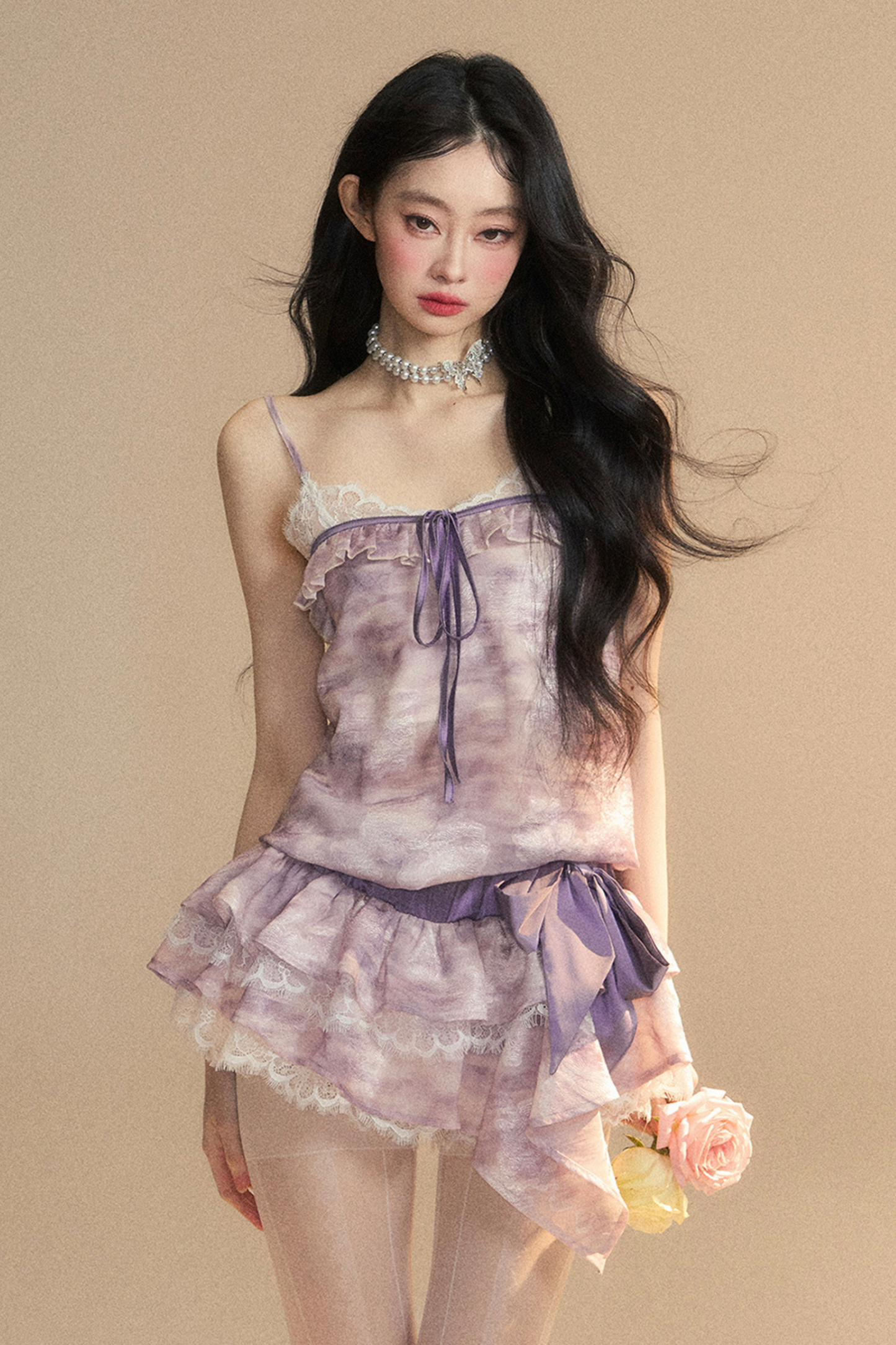 Purple French Breeze Halter Dress