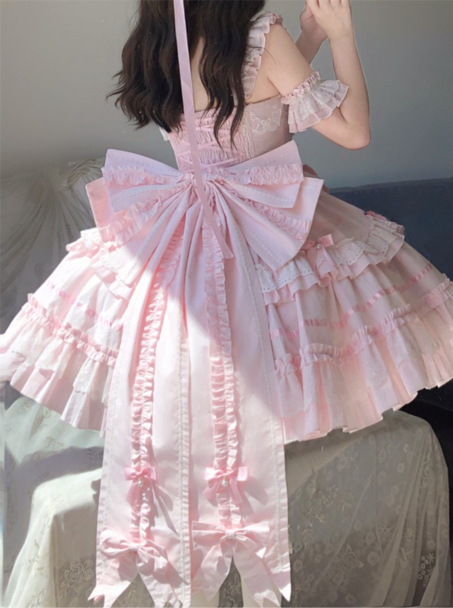 Haubenpuppe Kopfschmuck Kleid + Antike Prinzessin Perle