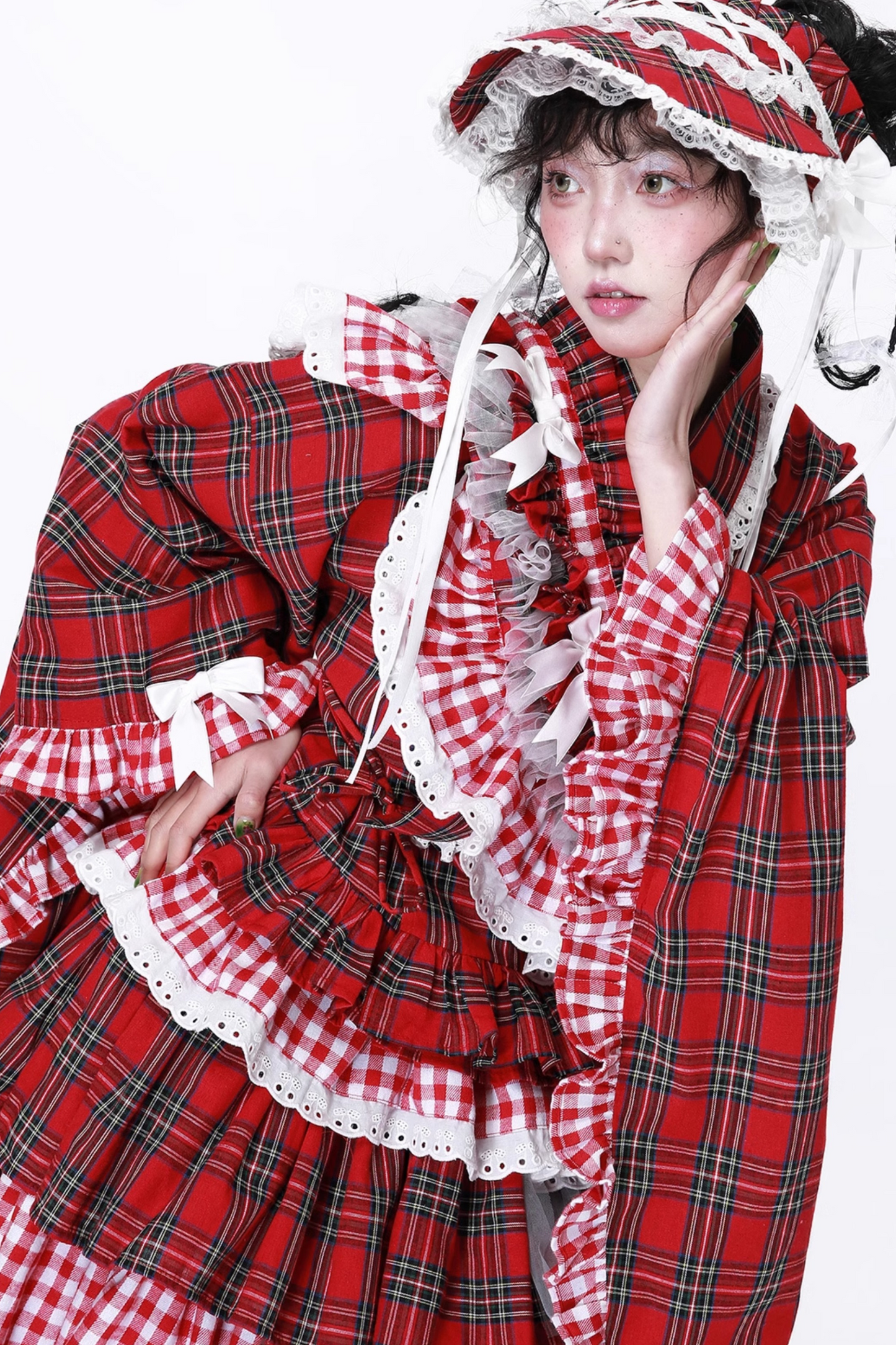 Kimono-style Retro Check Top