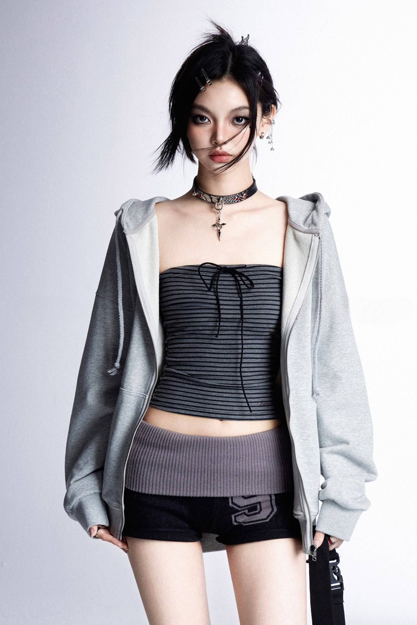 ribbon American striped stretch vest + top tube