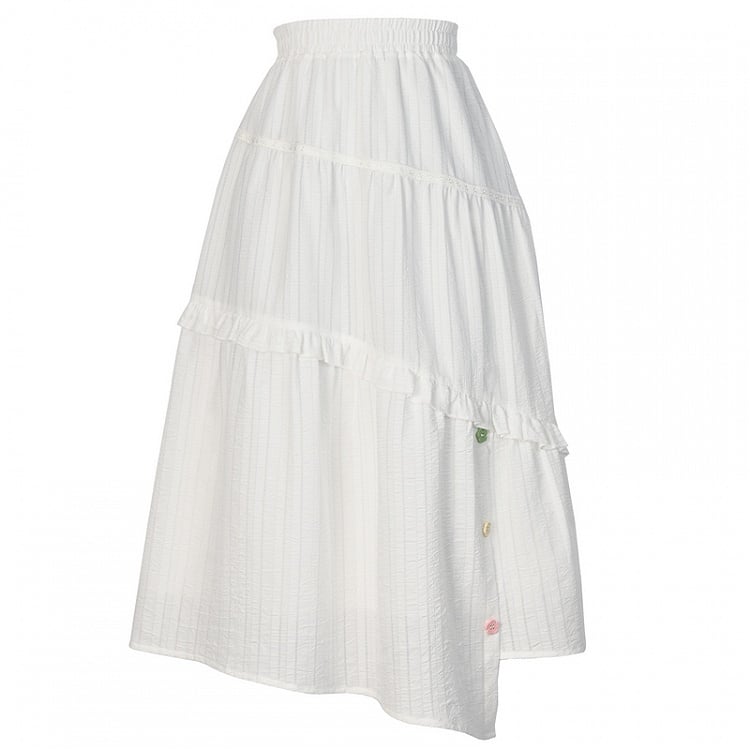 White Asymmetrical Hem Skirt