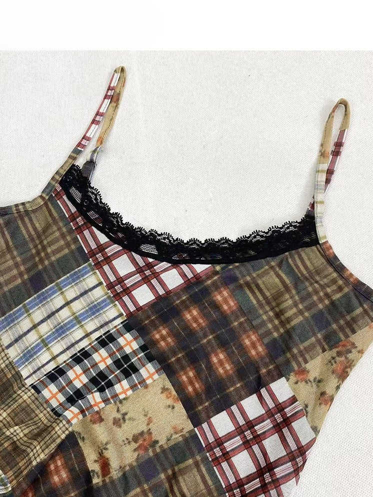 Kawaii Fashion Lace Cami Cardigan Brown Plaid Bittersweet With Millard Dress Pattern