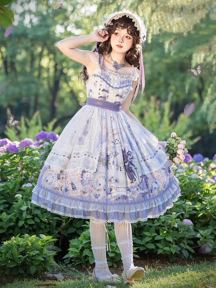 Lolita Tea Skirt Party Jumper Bunny Elegant Print Classic