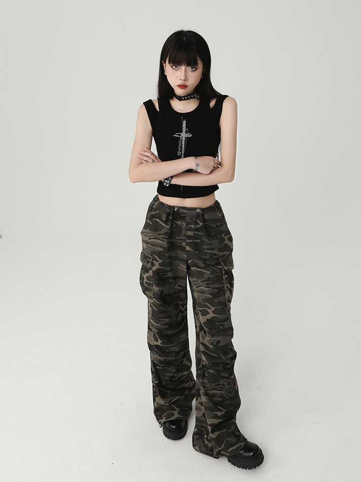 Gothic Black Cross Backless Glamorous Cropped Sleeveless Top