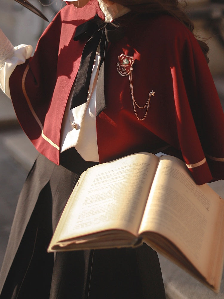 JK Uniform Red Cape with Self-tie Straps