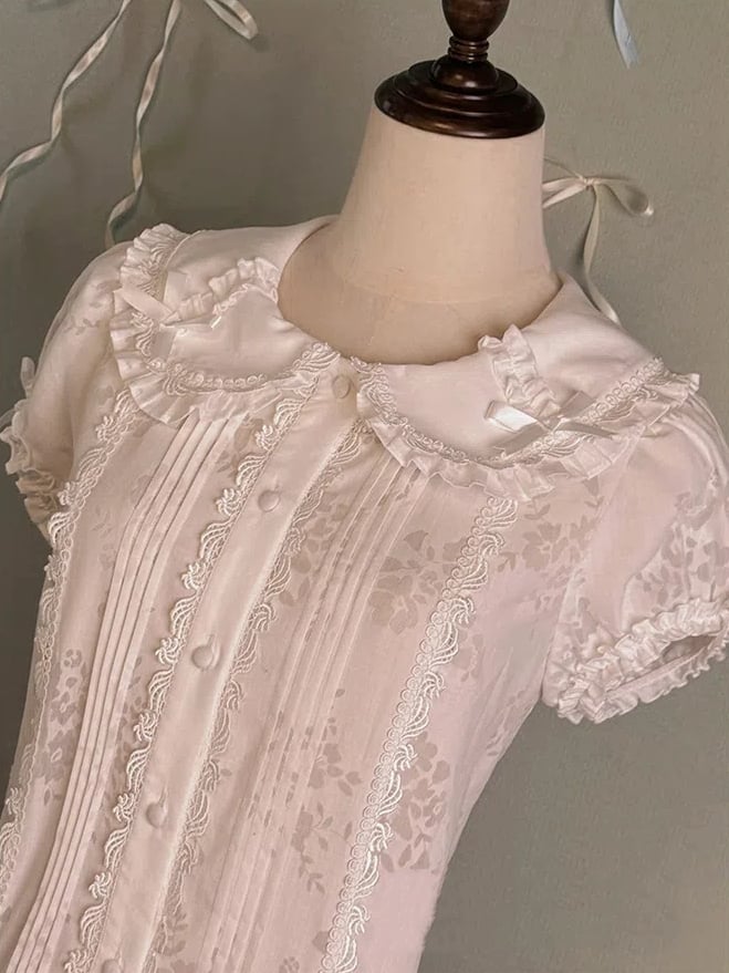 Pan – Peter-Bluse mit weißem Kragen und Puffärmeln