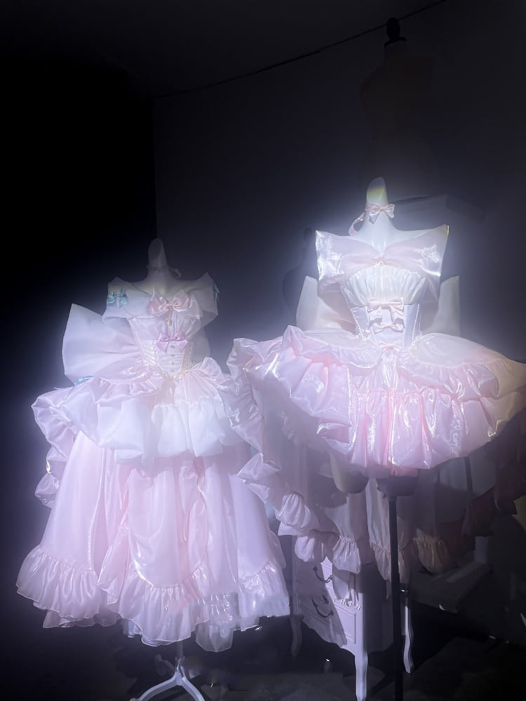 Hime Strapless Lolita Big Waist Bow Dress Neckline Sweet Corset Pink
