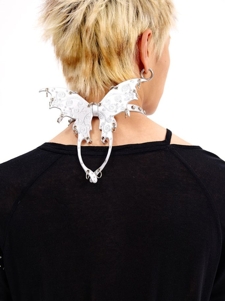 Punk Black/Silver Butterfly Choker