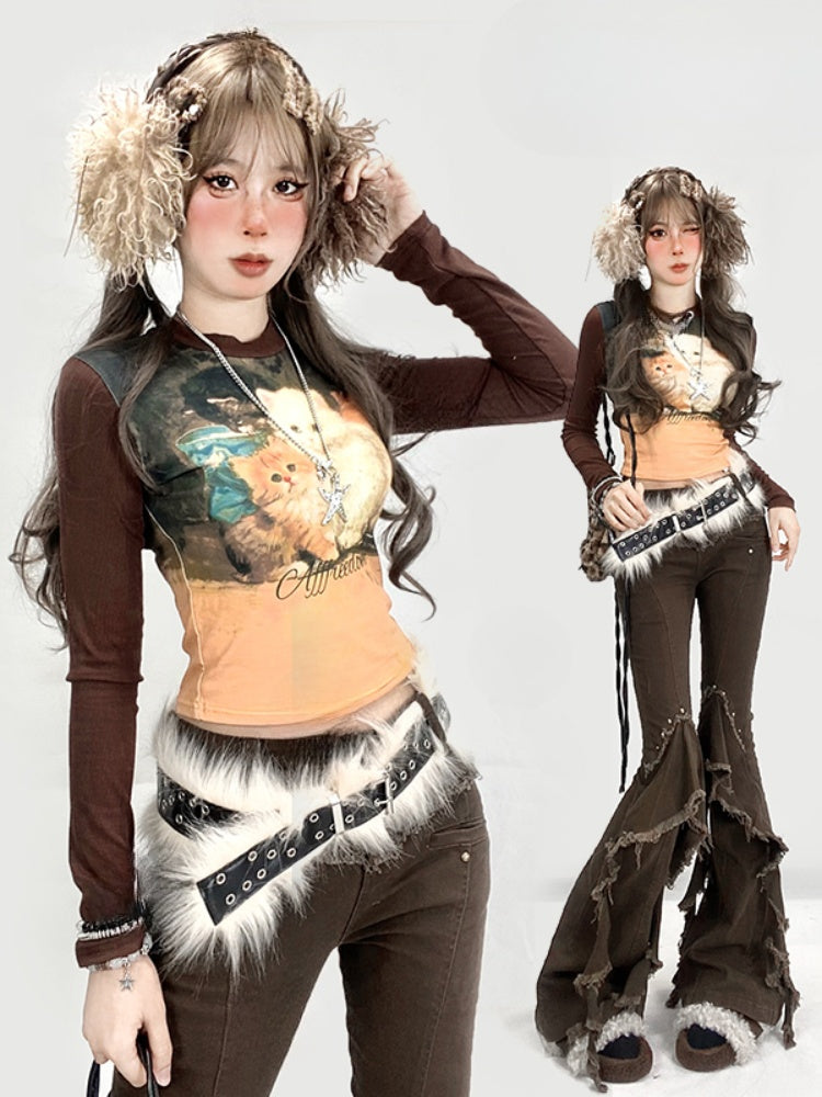 Coffee Cute Kitty Cropped Top