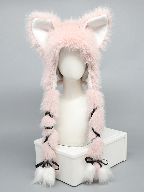 Kitty Hat Plüsch Selbstbindende Riemen Ohr Rosa