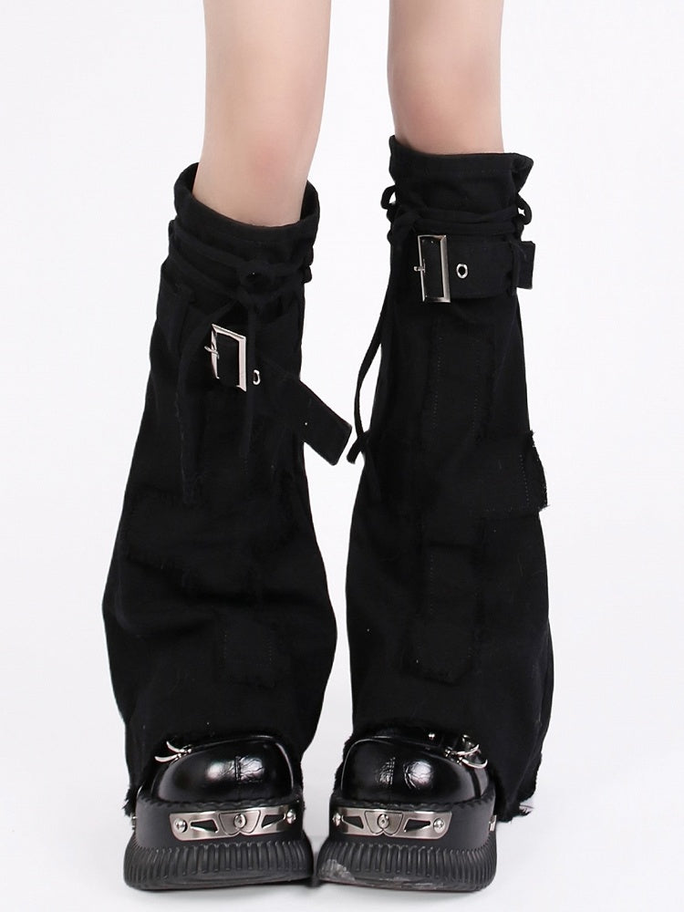 Warmers Strap Y2K Style Black with Buckle Leg