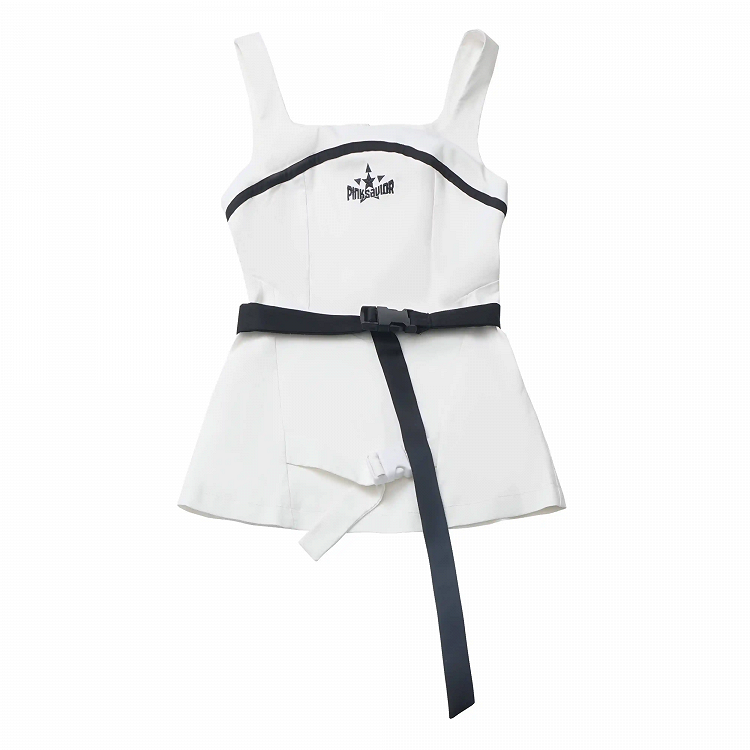 with Neck Techwear Tank Top Wasteland Snap White Square Belt Punk