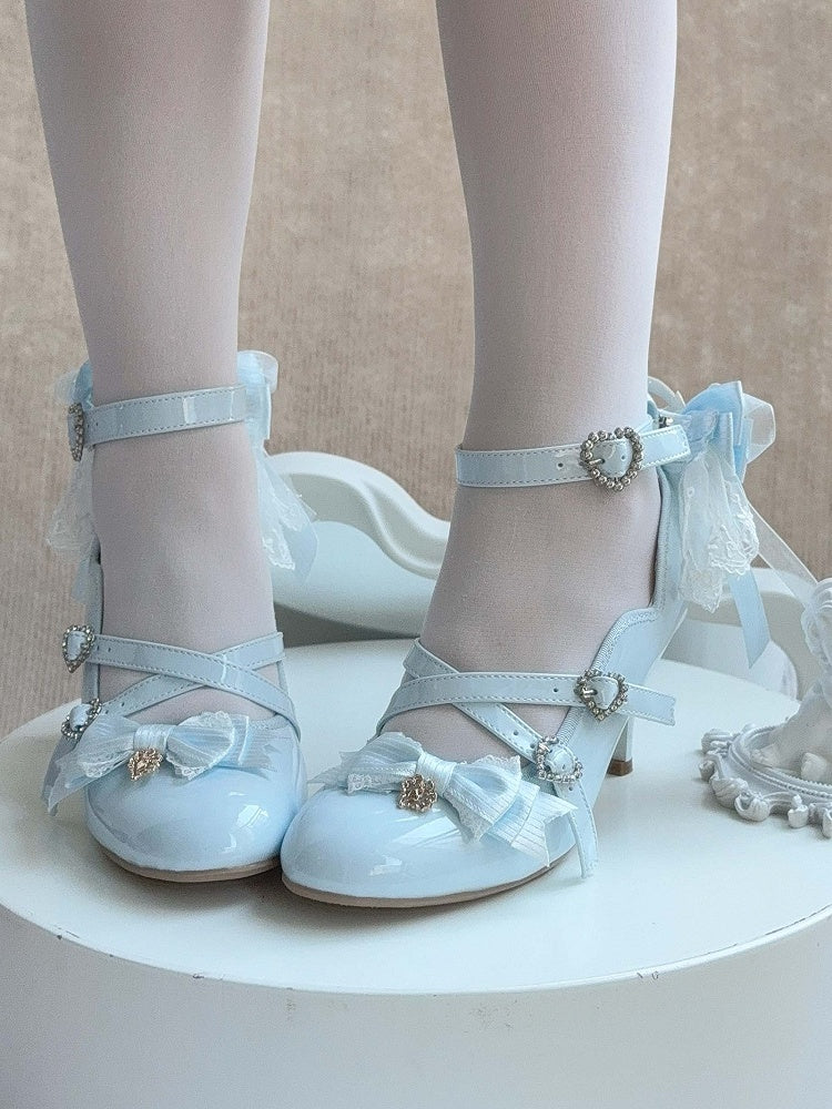 Schuhe Schleife - Abnehmbare PU-Rückseite Elegant Blau