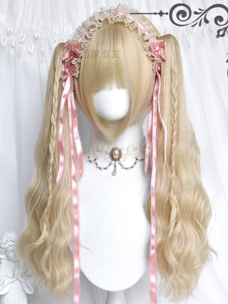 Two Bangs Claw Wigs Clips With Wavy Blonde + Ponytails Shirt