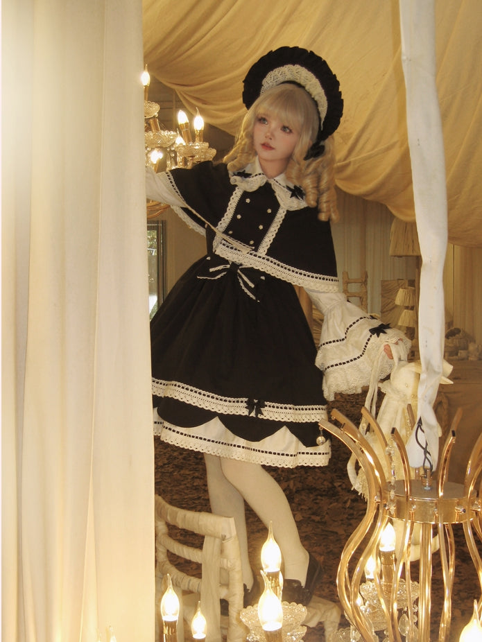 Decoration Black Bowknots White Peter Pan Collar Bell Sleeves Blouse