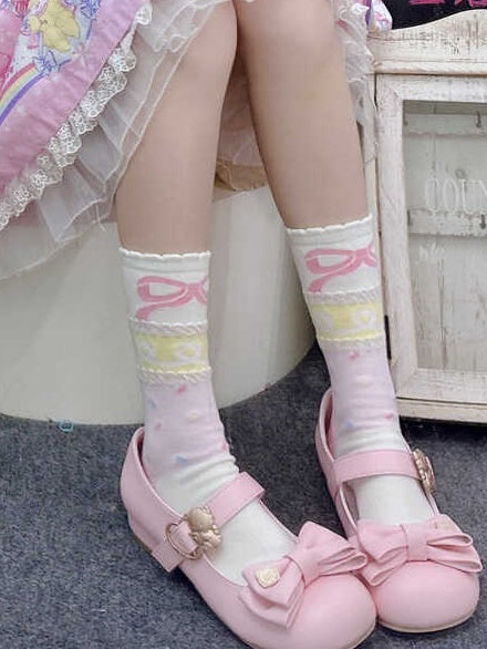 Wadensocken mit Rüschenbündchen und Printdesign