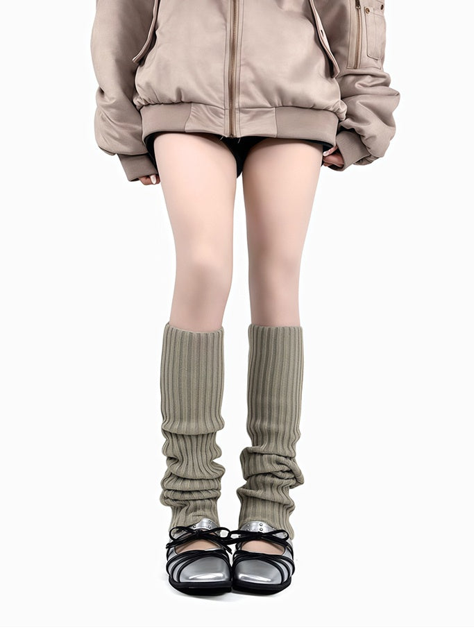 Dark Grey/Off-white/Dark Green Knitted Leg Warmers