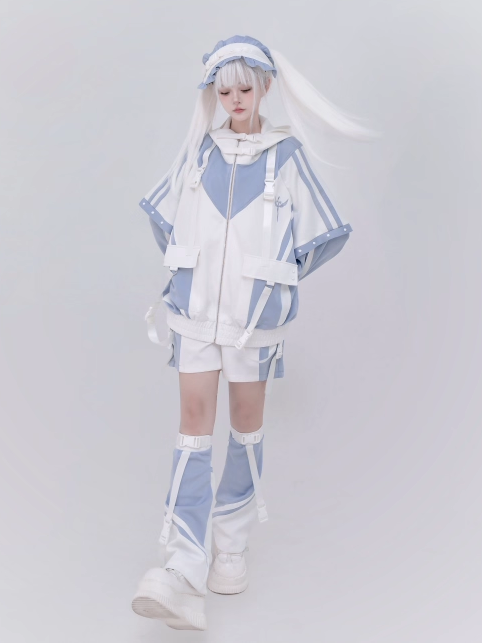 Techwear Shorts Light Colorblock White Blue and Tenshi Kaiwai