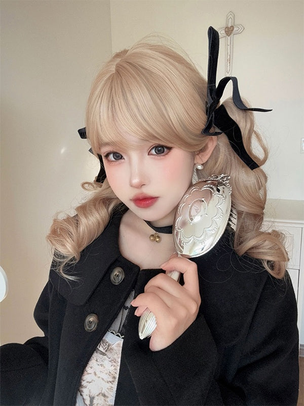 Blonde Short Bob Cut Synthetic Wig With Double Ponytail Claw Clips